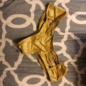 Gold sparkle cut out booty shorts